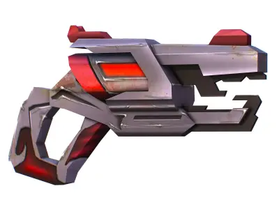 Cartoon Gun Blaster Barrel Nagan Nuff Pistol Revolver Cannon Low-poly 3D model