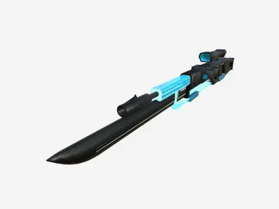 SciFi Sniper Gunblade A03 Full Black - Fiction Weaponry Low-poly 3D model
