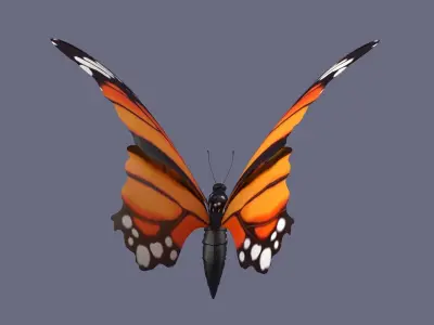 butterfly antenna wing insect fly wildlife summer sky 3D model