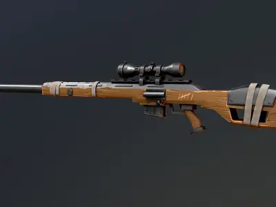 Warfare Magnum British Stylized Sniper Gun Low-poly 3D model