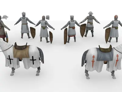 Knight Crusader Low-poly 3D model