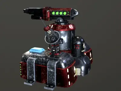 Sci-Fi Flamethrower Tower Low-poly 3D model