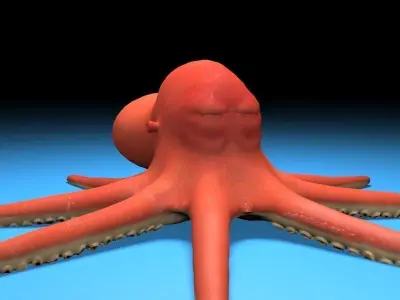cartoon red Octopus  Low-poly 3D model