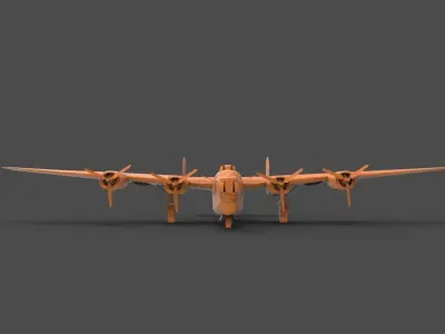B-24J orange airplane 3D print model