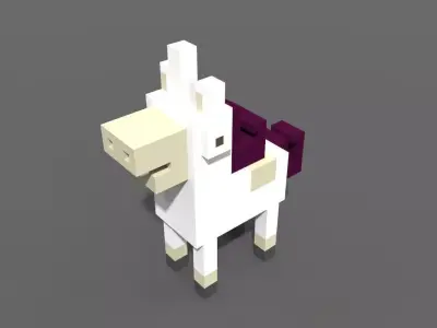Voxel Unicorn Low-poly 3D model