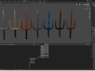 Fantasy War - Ninja Sai Low-poly 3D model