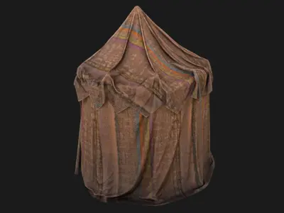 Cylindrical East Tent Market Stalls Low-poly 3D model