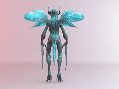 Bio-Alien Sentinel Sci-Fi Insectoid Creature 3D model