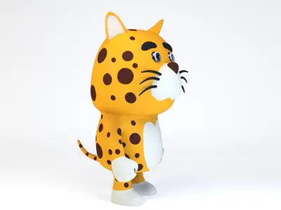 Cartoonish Humanoid Panther Character Low-poly 3D model