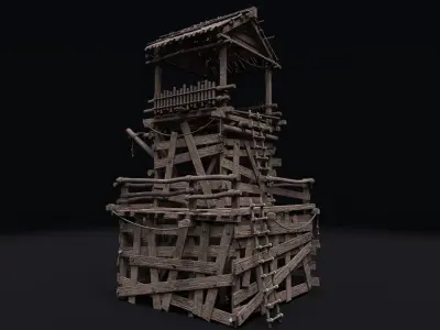 Realistic Medieval Watchtower Low-poly 3D model