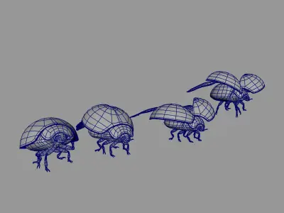 ladybird four ladybugs 3D model