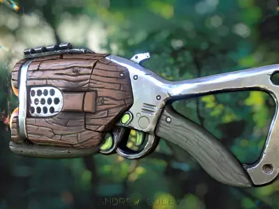 Gameready Stylized shotgun Low-poly 3D model