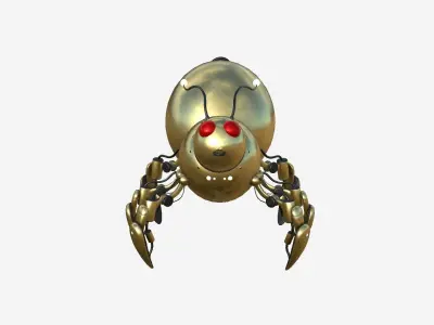 Cute Robot E08 Golden - SciFi Character Design Low-poly 3D model