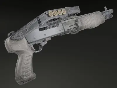 Stylized shotgun Low-poly 3D model order