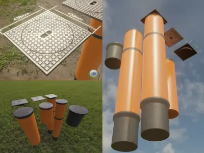 Sewer Cover 5 with Pipes Low-poly 3D model