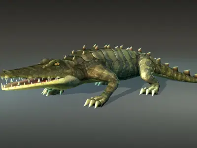 Animated Crocodiles Pack Low-poly 3D model