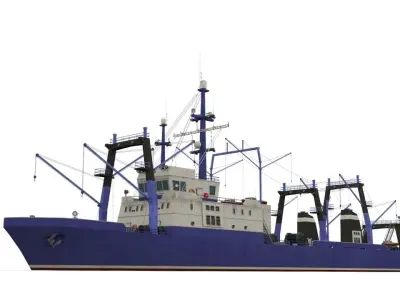Trawler fishing boat Low-poly 3D model