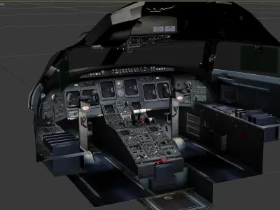 CRJ 200 Virtual cockpit Low-poly 3D model