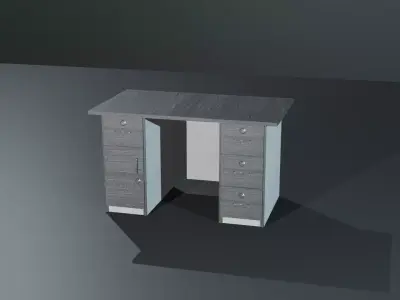 Monochome Office Desk Free low-poly 3D model