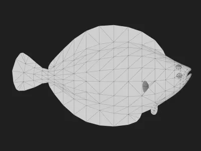 Flat fish Low-poly 3D model