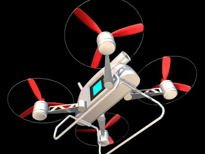 Quadrocopter drone with propellers 3D model