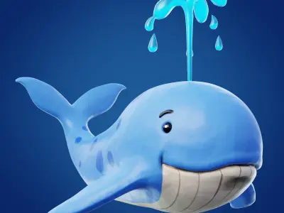 Stylized Cartoon Whale 3D model