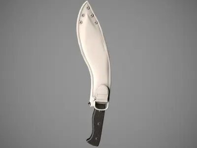 Knife Sawback Kukri with Sheath Low-poly 3D model