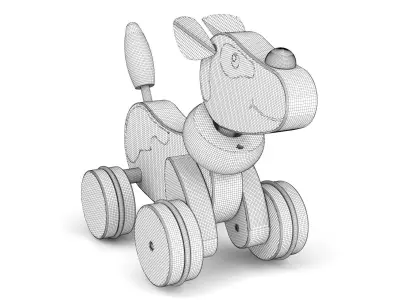 Wooden toy dog 3D model