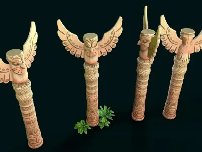 Stylized Wood Totem 5 Low-poly 3D model