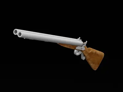 Double Barrel Rifle Low-poly 3D model