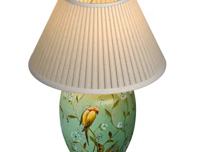 Green Flower and Bird Nightstand bedside Ceramics Table Lamp 3D model