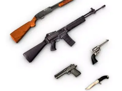 Low poly weapons pack collection 3D model