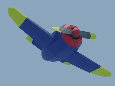 Poly-Plane toy airplane flying in sky Low-poly 3D model