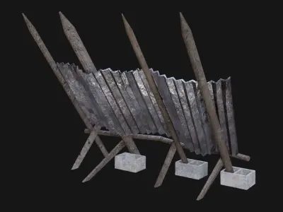 PALISADE POSTAPO WALL BARRIER FENCE FORT SURVIVAL ZOMBIE PACK Low-poly 3D model