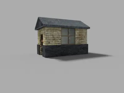low poly prison building 2 Low-poly 3D model