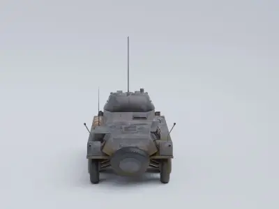 Sdkfz 234-2 Puma German WW2 armored car Low Poly PBR model Low-poly 3D model