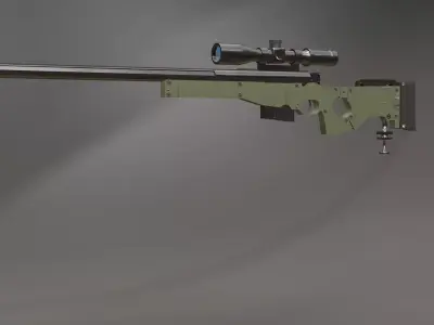 AWP Sniper Rifle game ready LowPoly Low-poly 3D model