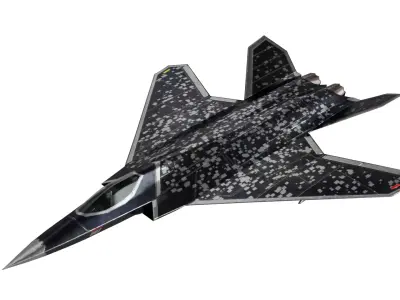 FCAS -French Concept fighter jet Low-poly 3D model