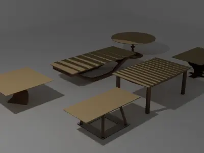 Table set of tables and chairs Free low-poly 3D model
