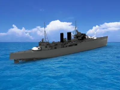 HMS Exeter York-class heavy cruiser 3D model
