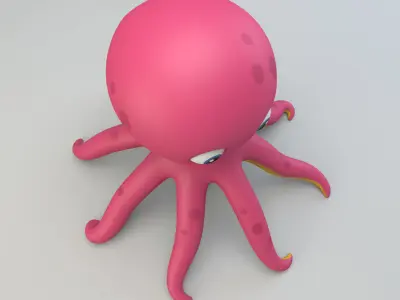 Cartoon Octopus Low-poly 3D model