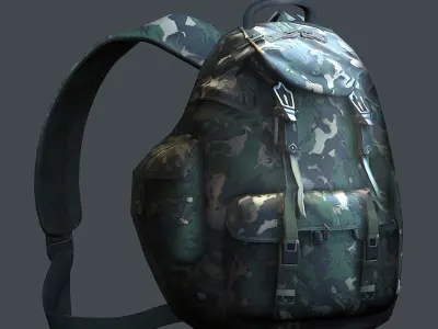 Backpack military combat Black baggage Low-poly 3D model