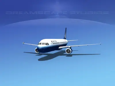 Airbus A320 LP United Airlines 2 Low-poly 3D model