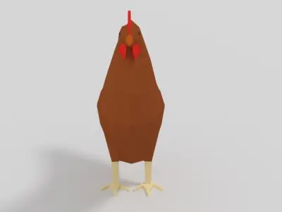 Low Poly Cartoon Chicken Low-poly 3D model