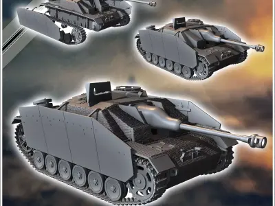 Sturmgeschutz StuG III AusfG 1944 late production - miniatures t 3D print model