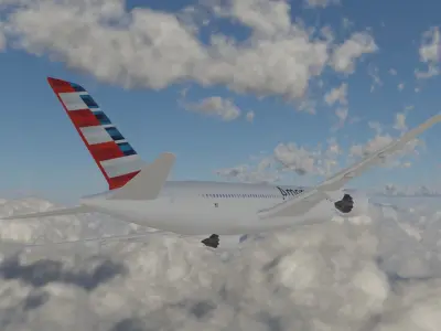 Boeing 787 American Airlines Low-poly 3D model