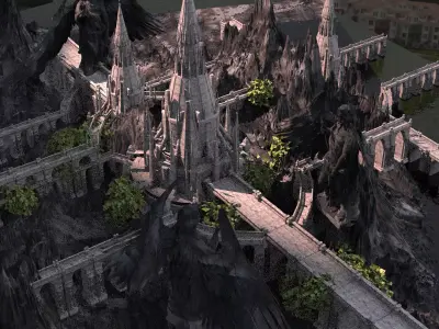 Narnia Fortress Cliff face Kitbash 3D model