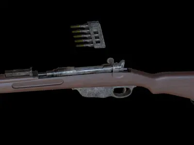 Mannlicher Rifle with square sight - Rigged 3D model