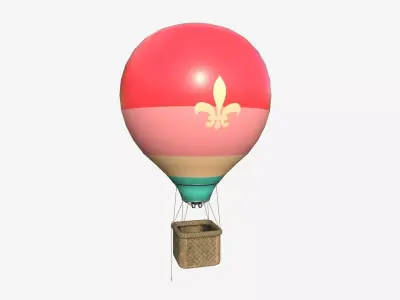 Balloon Hot Air 06 Colored Pink - Aircraft Cartoon Low-poly 3D model