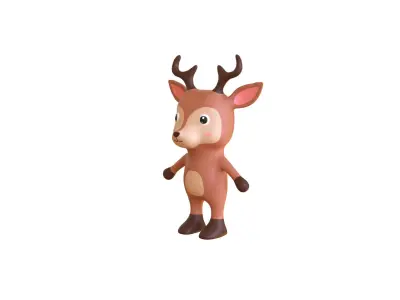 High-Quality 3D Cute Deer for Games Low-poly 3D model